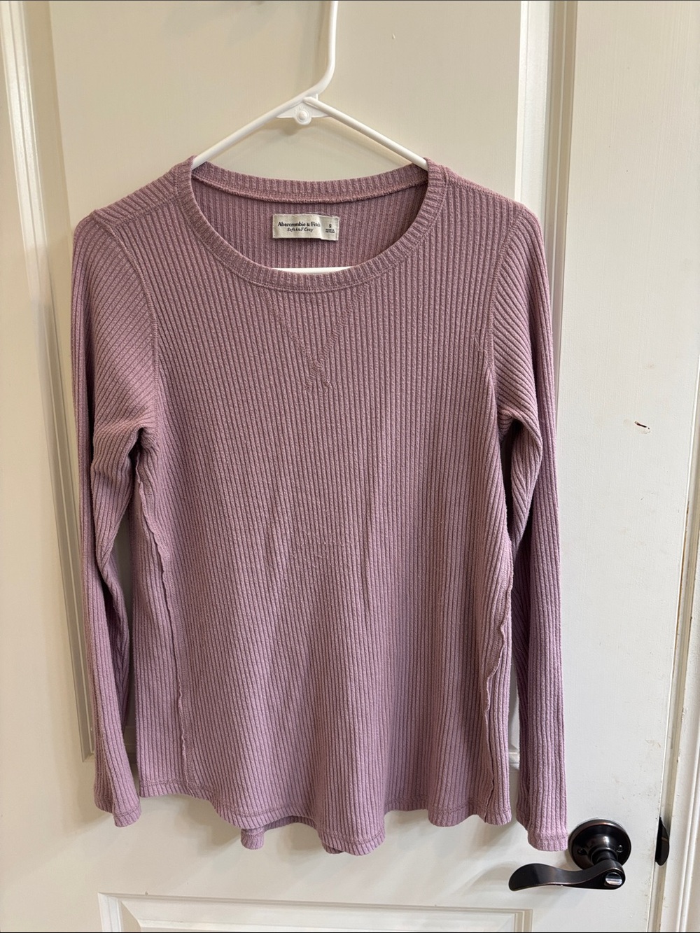 Abercrombie & Fitch Long Sleeve Ribbed Top - Mauve